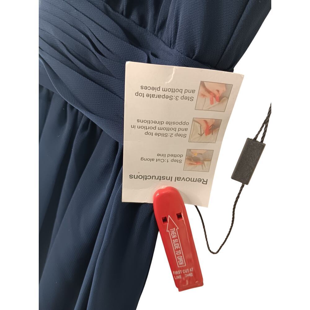 New Mac Duggal IEENA Navy Chiffon Gown Size 10 Formal Evening Bridesmaid Dress - Picture 9 of 16